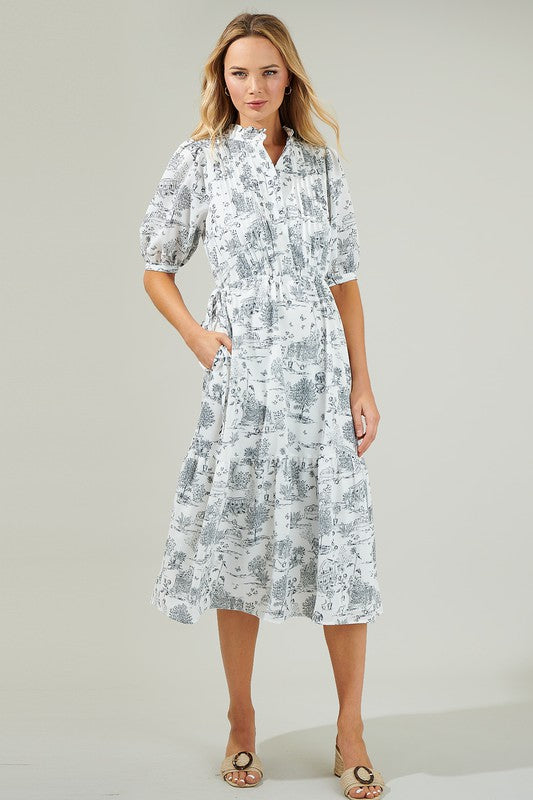 TOILE DRAWSTRING DRESS MIDI (Includes Curve Sizes)