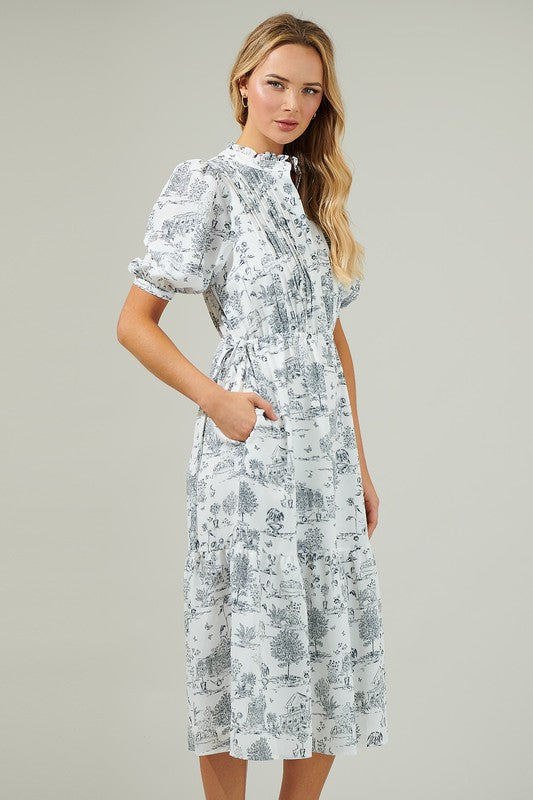 TOILE DRAWSTRING DRESS MIDI (Includes Curve Sizes)