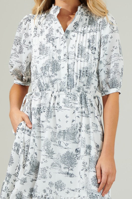 TOILE DRAWSTRING DRESS MIDI (Includes Curve Sizes)