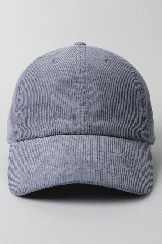 Corduroy Adjustable Cotton Baseball Cap Dad Hat: One Size / BLUEGREY