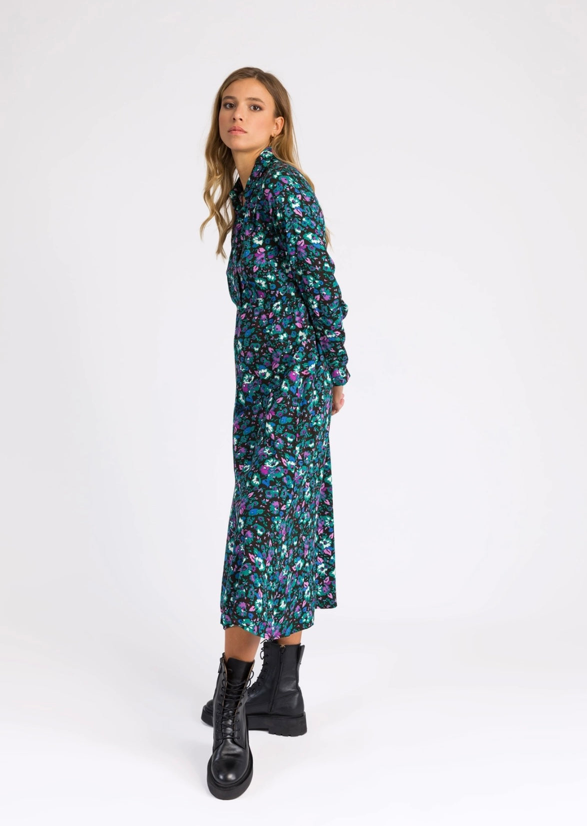 MIDI DRESS WITH SHIRT COLLAR