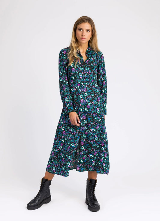 MIDI DRESS WITH SHIRT COLLAR