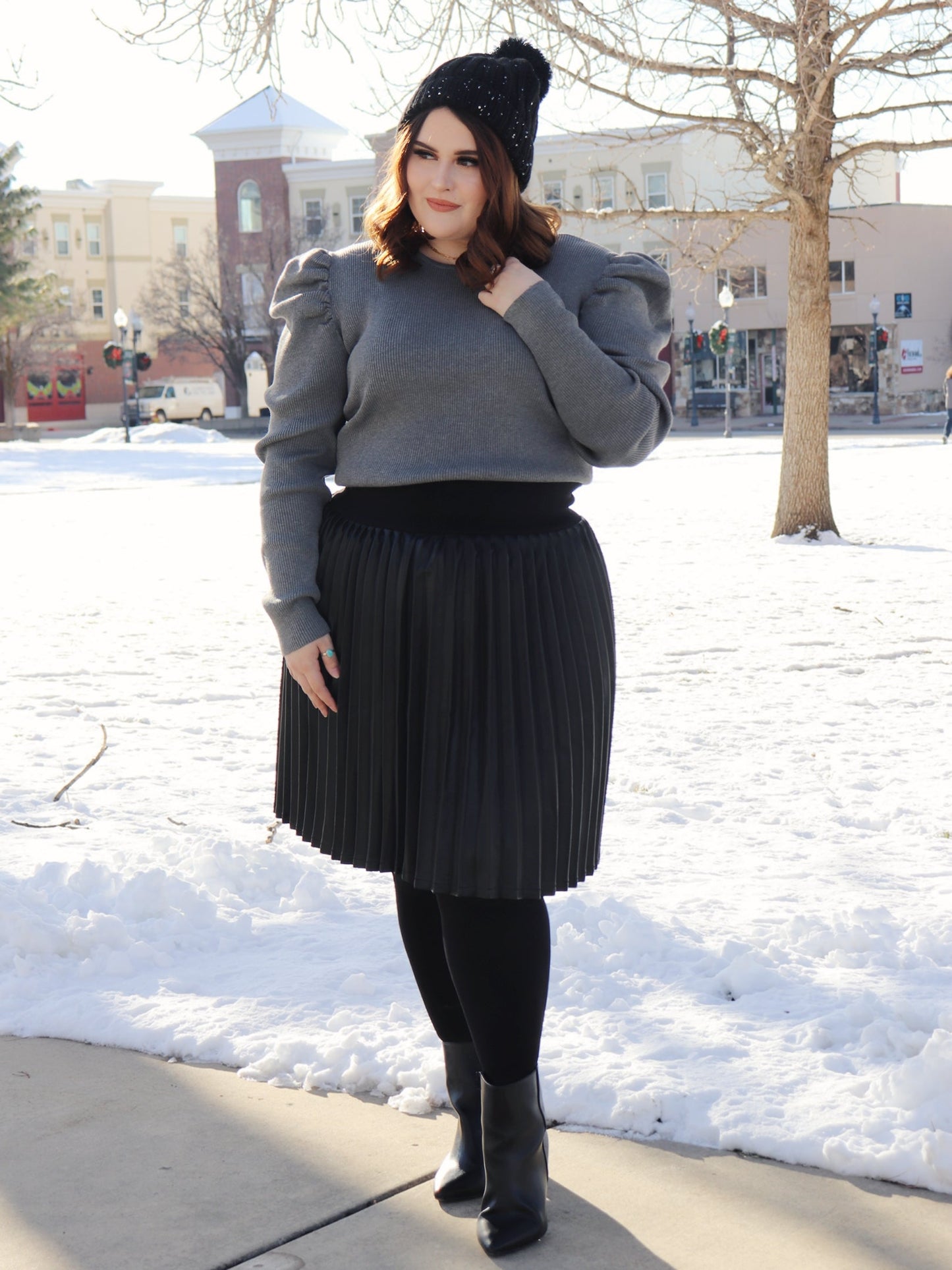 PURPLE LABEL (Plus Size) MM PLEATHER PLEATED