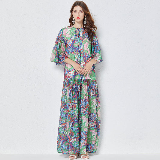 BELL SLEEVE MAXI FLORAL