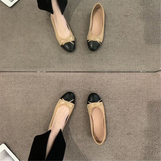 BLACK BEIGE BALLET FLATS