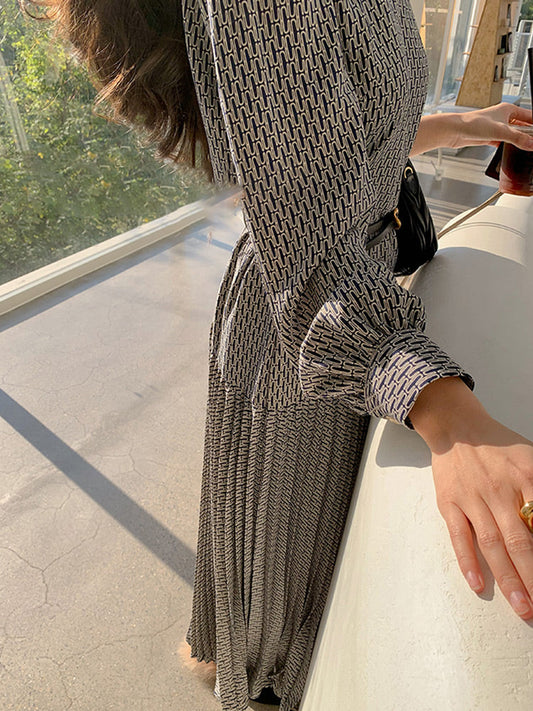 NAVY AND WHITE GEO DRESS