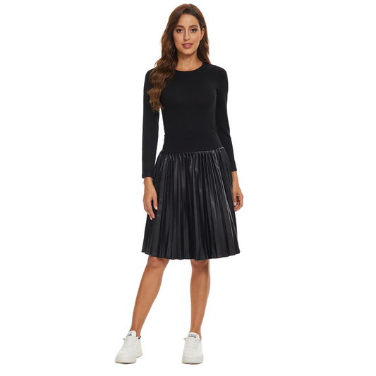 MM PLEATHER PLEATED BLACK