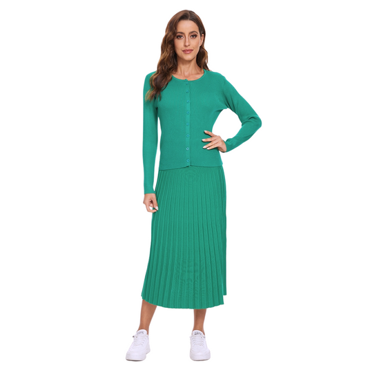 MM VISCOSE PLEATED MAXI - KELLY GREEN