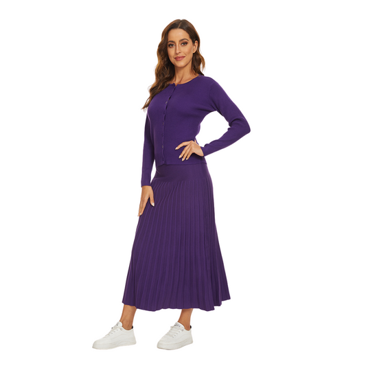 MM VISCOSE PLEATED MAXI - ROYAL PURPLE
