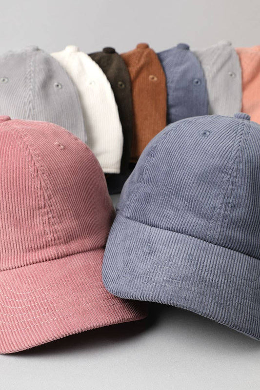 Corduroy Adjustable Cotton Baseball Cap Dad Hat: One Size / OFF WHITE