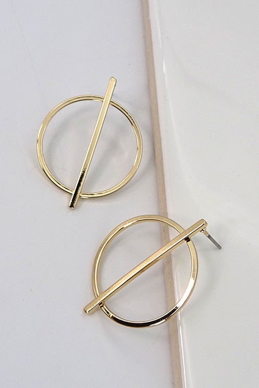 Minimal Geo Circle Bar Stud