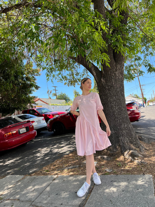 DIAGONAL CUT COTTON DRESS